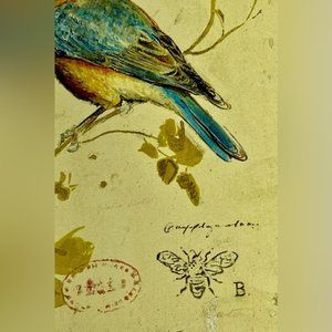 Acrylic Canvas Home Decor Art Gilded Bird Outer Dimensions 11x14 Signed Yellow